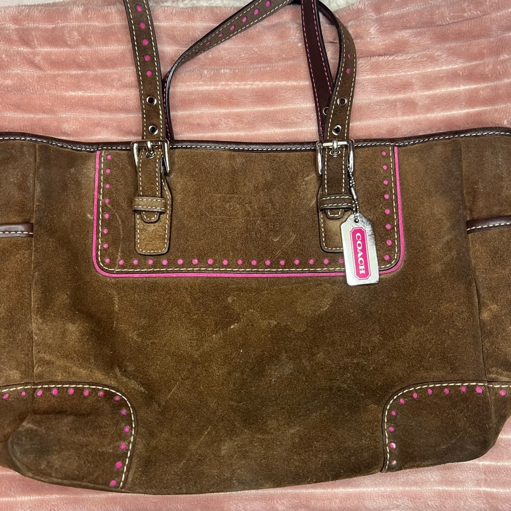 💎 RARE! LIMITED edition Coach bag! Brown suede and pink trim - Picture 11 of 11